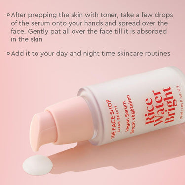 The Face Shop Rice Water Serum with Niacinamide & HA, Brightens Skin, Fades Blemishes & Acne Marks (30ml)